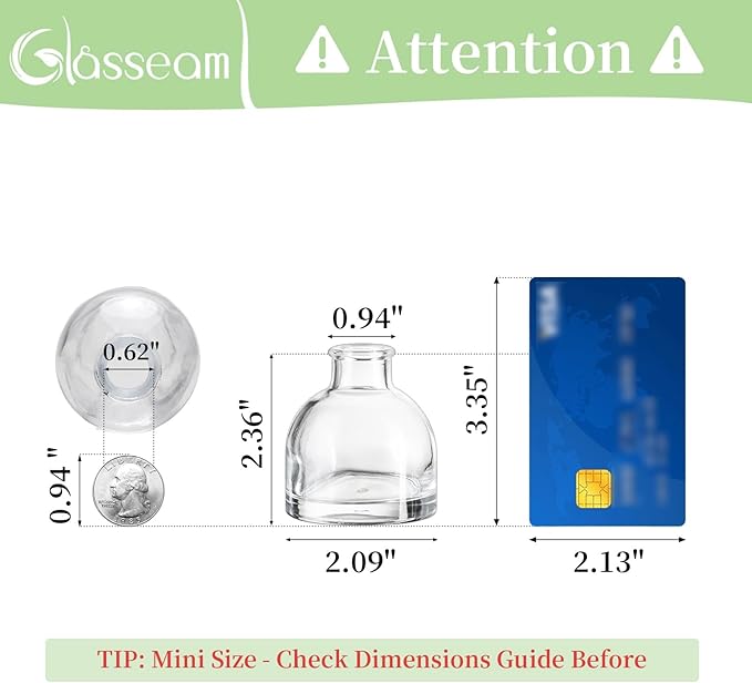 Glasseam Mini Glass Bud Vases: Small Clear Vases for Centerpieces Cute Tiny Flower Vase Set of 10 for Flowers Modern Centerpiece Decor for Wedding Party Dining Room Decoration
