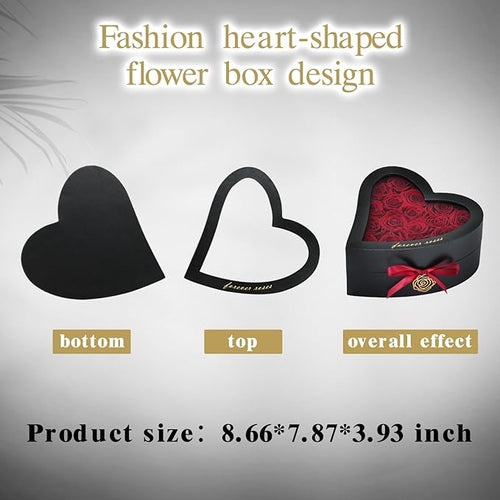 16 Forever Flowers in Heart Shaped Box - Preserved Roses Romantic Gifts for Her, Valentine’s Day, Anniversary, Wedding (Wine)