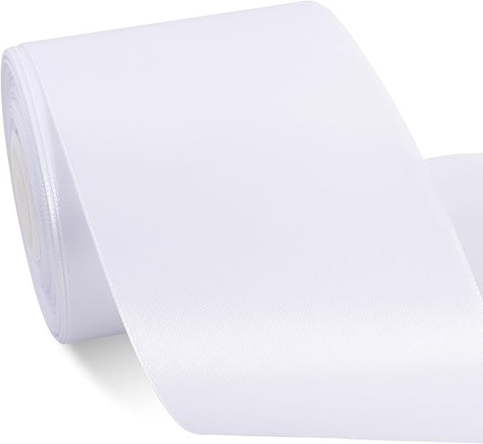 TONIFUL White Satin Ribbon 3 Inch X 25yds Solid Silk Ribbons for Gift Wrapping, Craft, Floral Bouquets, Valentine's Day Christmas Gift Wrapping, Party Wedding Decoration,Halloween