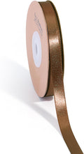 LaRibbons Brown Ribbon 3/8 Inch 25 Yards Luxury Double Faced Mocha Mousse Silk Ribbon for Flower Bouquet Crafts Gift Wrapping Wedding Party Decoration