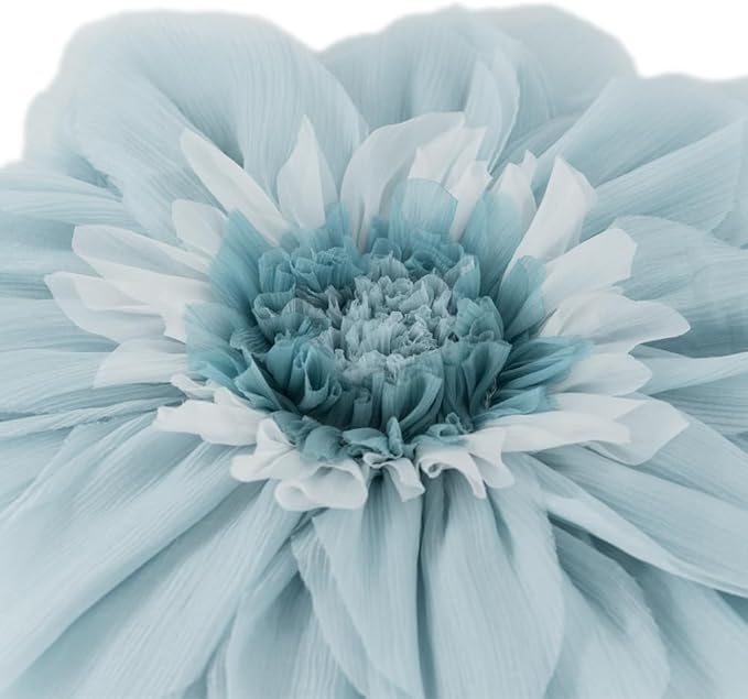 Cute Blue Flower Throw Pillows Decorative Floral Accent Pillowcase with Insert Included Handmade Round Elegant Satin Cushion for Bed Couch Car Bedroom Living Room Farmhouse Home Decor 12 Inch