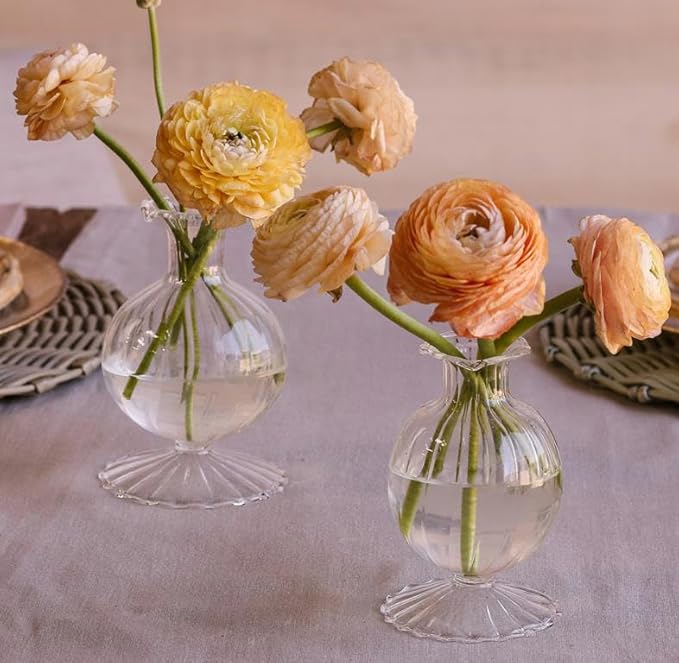 Glass Cambridge Louise 5" Bud Vase Set of 2 (Clear)