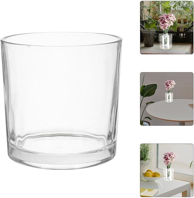 Cylinder Glass Vase for Flower Arranging and Hydroponic Plants Transparent Smooth Surface Floral Holder for Home Decor Stable Glass Candle Holder Alternative for Wedding
