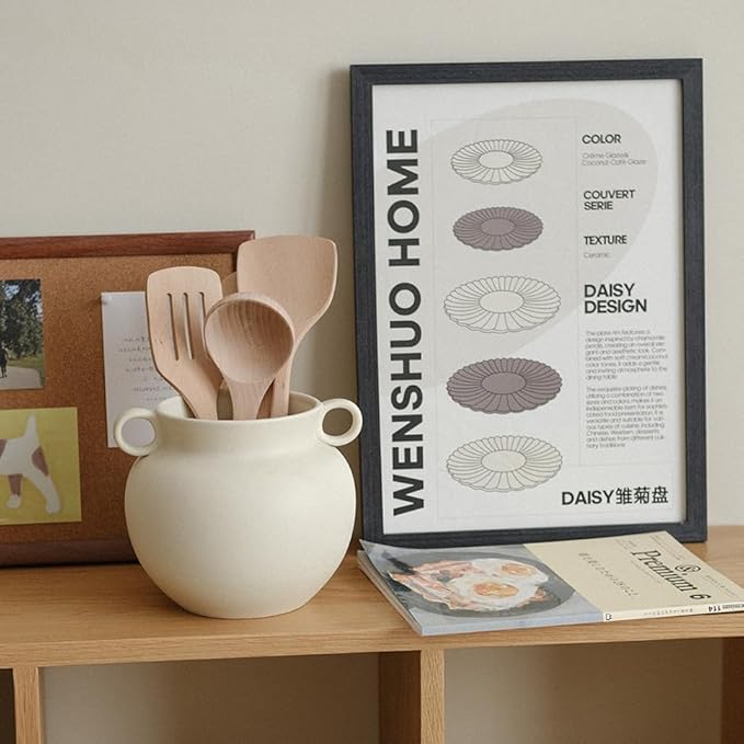 Round-Shape with Ear Wide Mouth Vase, Honey Pot-Shaped Decorative Plant Pot, No Drainage Hole (Crème)