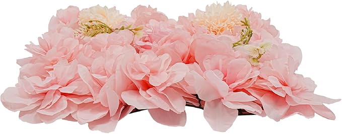12Pcs Artificial Flower Wall Panel 3D Floral Backdrop Walls 15" X 15" Flower Wall Decor Flower Backdrop Faux Flowers Panel for Party Home Background Decor, Pink/Champagne