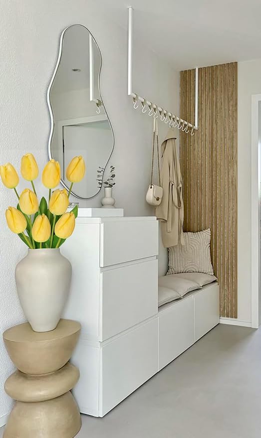 6PCS 23" Fake Tulip Flowers Artificial Yellow Tulips Long Stem Faux Flower, Silk Flower Décor for Floral Arrangement Home Farmhouse Wedding Decoration