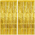 2 Pack Gold Fringe Curtain Backdrop Tinsel Streamers Birthday Party Decorations Christmas Photo Booth Backdrop New Year Halloween Graduation Baby Shower Theme Party Decorations