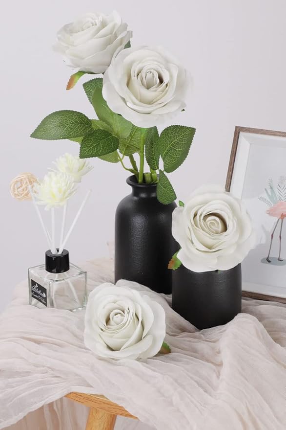 30pcs Roses Artificial Flowers Nude Silk Roses with Long Stems Fake Flowers for Wedding Bouquet Centerpices Decorations Party Bridal Baby Shower Home Decor