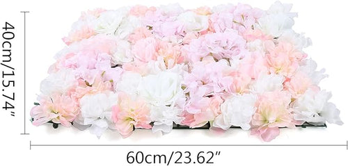 16"x 24" Artificial Flower Wall Panels,Flower Wall Mat Silk Flower Panels for Outdoor Garden Backyard Fence Fence Privacy Screen and Indoor Wall Decor (12Pcs Light Pink)