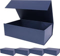 Aimyoo Navy Blue Magnetic Gift Boxes with Lids 13.8x9x4.3 in, Large Bridesmaid Groomsman Proposal Box, Rectangle Collapsible Box for Present Graduation Birthday Storage 5 Pack