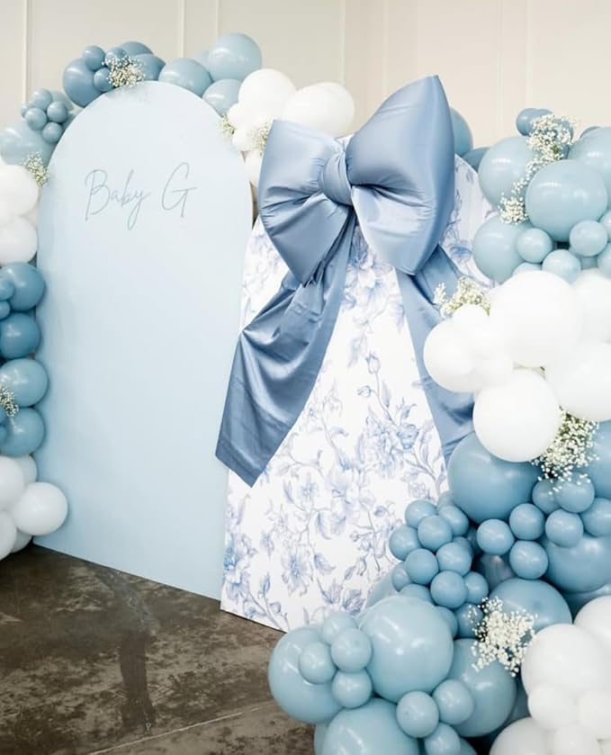 Something Blue Before I Do Arch Backdrop Cover Wedding Bridal Shower Bride to be Toile Party Arch Fabric Cover Blue Bloom Floral Baby Shower Decors (2.6X6ft,4135)