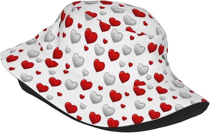 Love Bucket Hat Heart Fisherman Cap Romantic Bucket Hats Sun Caps for Hiking Camping