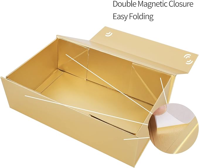 Gift Boxe Gold with Magnetic Closure Lid 12" X 6" X 4" Gift Boxes for Presents,Luxury for Gift Packaging, Bridesmaid Gifts Box, Magnetic Gift Box for Gifts, Cute Box,Birthday Gift box