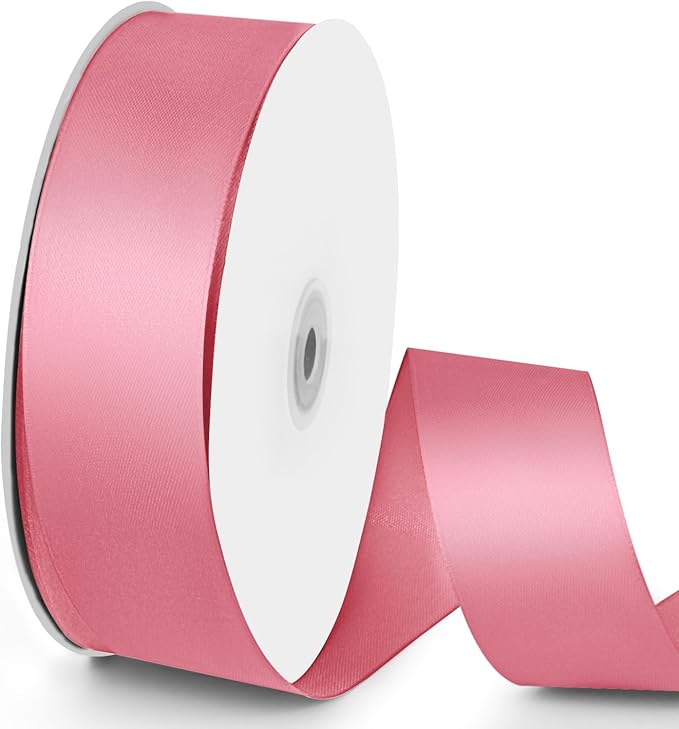 100 Yards 1-1/2 inch Satin Ribbon, Fabric Ribbon Solid Color Perfect for Gift Wrapping, Wedding, Handmade Bows, Floral Bouquets and Party Decoration(Pink)