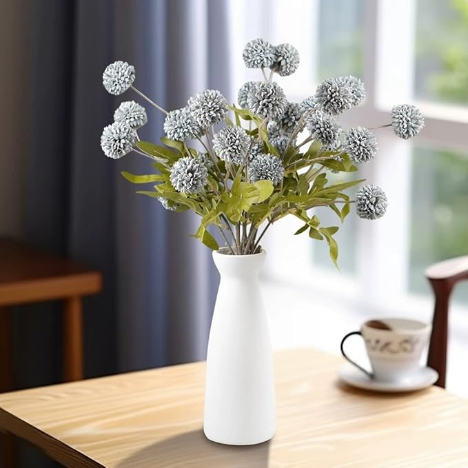 Artificial Flowers for Vases 20.5 Inch 10 Stems，Silk Dried Fake Mums Bouquet Indoor Faux Floral Arrangements for Decoration (Blue)