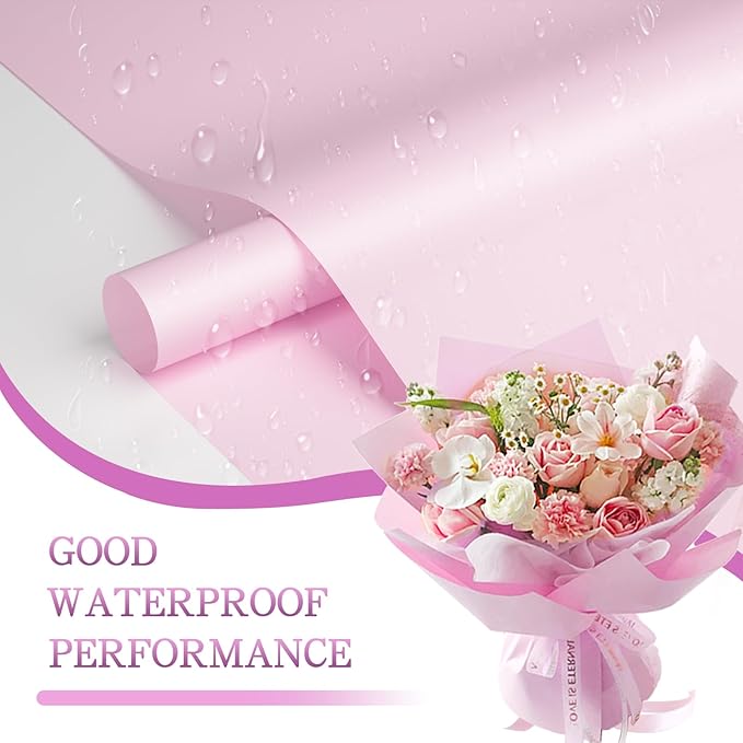 REAXYZNN 20 Sheets Flower Wrapping Paper, Waterproof Floral Wrapping Paper, Florist Supplies Packaging Paper for Wedding, Birthday, Mother's Day Gift (Pink)