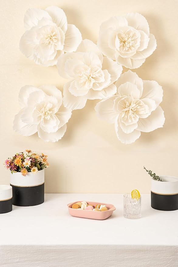 5 Pcs 3D Paper Flower Decoration for Party, Wedding Decoration, Background Wall, Nursery Room Decoration, Bridal Shower, Baby Shower