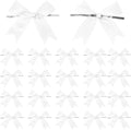 50 Counts White Twist Tie Bows 3.1" Pre-Tied Satin Ribbon Bow Decor Mini Twist Tie Bows for Gift Wrapping Treat Bags Cake Bridal Baby Shower Birthday Party Favors Wedding Decorations