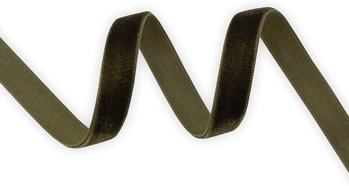 Nylon Velvet Ribbon Single Faced,3/8 Inch X 25Yards Spool (Moss Green)