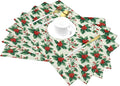 PVC Placemats Set of 4 Wipeable Table Mats Washable Heat Resistant Non Slip Vinyl Dining Table Mat for Kitchen Indoor Outdoor Patio Farmhouse Place Mats Christmas Red Berry Decorative