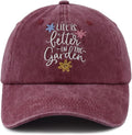 Life is Better in The Garden Hat for Women, Adjustable Embroidered Cotton Gardening Baseball Cap