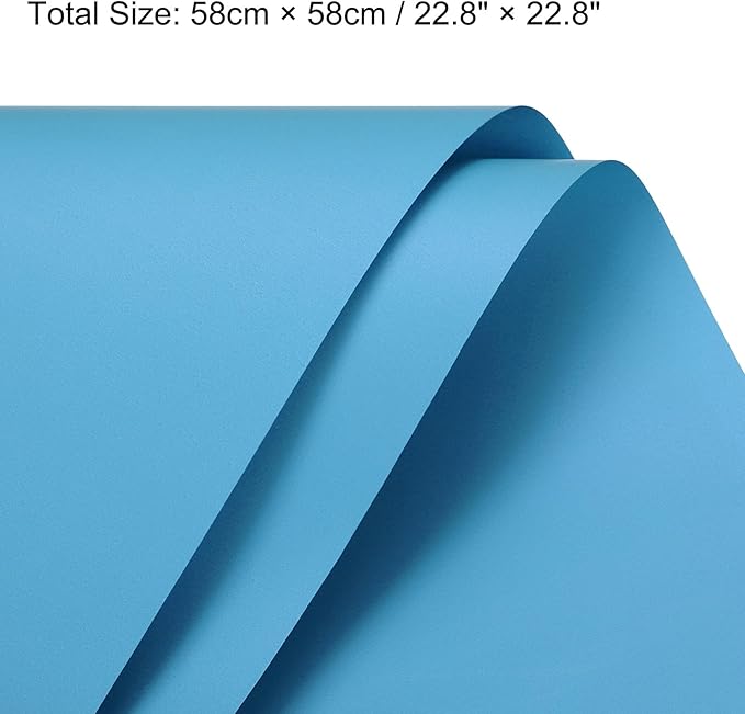 MECCANIXITY Pearlescent Film Flower Wrapping Paper 22.8x22.8 Inch Waterproof for DIY Crafts, Gift/Gift Box Packaging Lake Blue Pack of 20