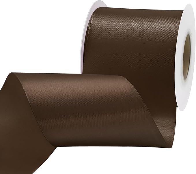 Brown Satin Ribbon 3 inch X 15 Yards Polyester Ribbon for Gift Wrapping Very Suitable for Weddings Party Hair Bow Invitation Decorations and More
