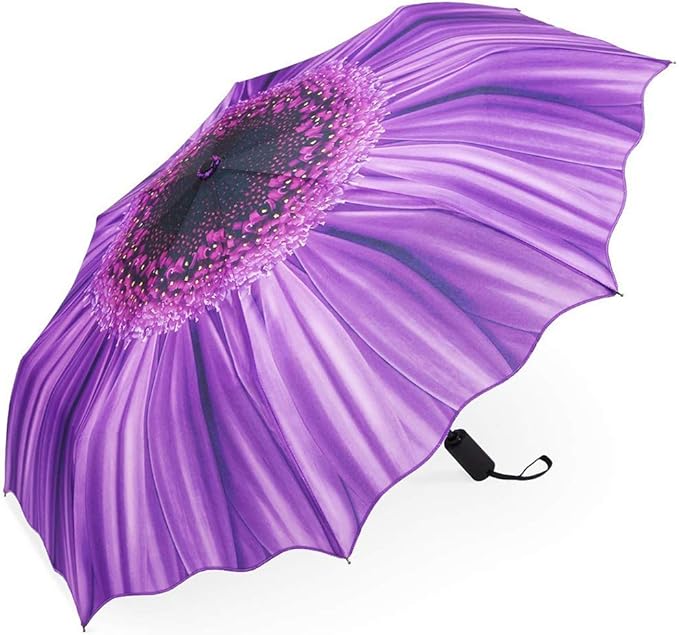 YumSur Compact Travel Umbrella - Windproof, Reinforced Canopy, Tested in 60mph Winds, Strong Reinforced Windproof Umbrella, One Touch Auto Open/Close for Men & Women