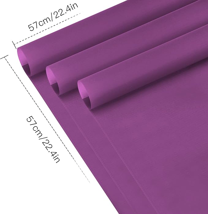 WRAPAHOLIC 20 Sheets Flower Wrapping Paper - 22.4 x 22.4 inch Pure Dark Purple Color Water-Resistant Floral Bouquet Wrapping Paper, Florist Supplies Packaging for Wedding Birthday Gift DIY