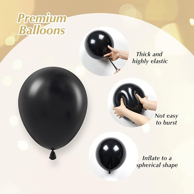 Black and Gold Balloons, 60pcs 12inch Black Metallic Gold Confetti Balloons for Graduation 2025 Anniversary Birthday Party Decorations