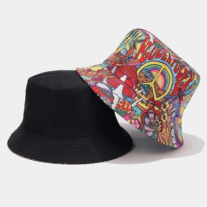 Quanhaigou Bucket Hat for Men Women,Packable Reversible Printed Sun Hats,Fisherman Outdoor Summer Travel Hiking Beach Caps