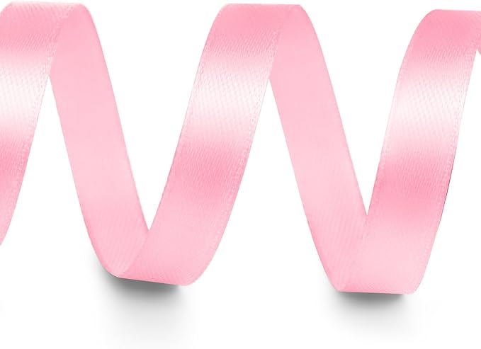 3/8" x 25 Yards Satin Ribbon, Light Pink Silk Ribbon Ideal for Gift Wrapping, Floral Bouquets, Crafts, Wedding Party Decorations, Christmas and Sewing Projects