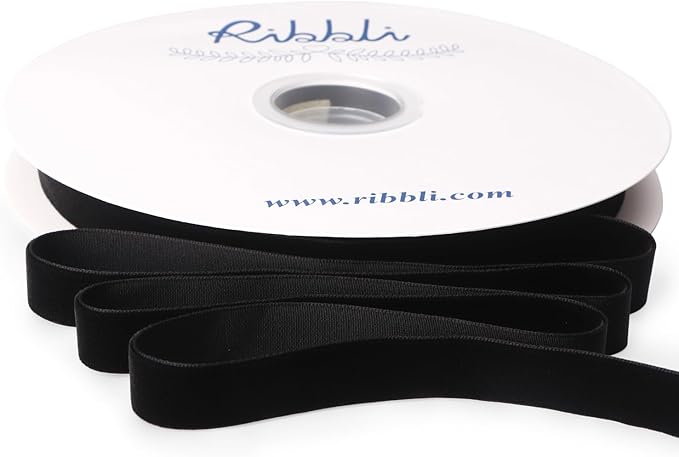 Ribbli Black Velvet Ribbon 5/8 Inches Continuous 25 Yard Spool Black Christmas Ribbon for Gift Wrapping Crafts Home Decor