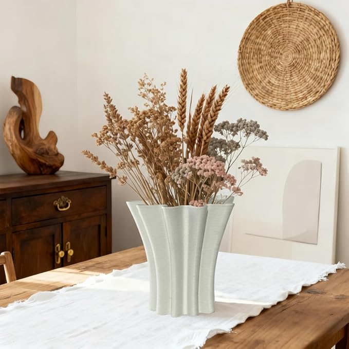 Contemporary White Ceramic Vase, Abstract Irregular Shape Sculptural Accent for Home Decor, Modern Artistic Centerpiece for Coffee Table or Bookshelf