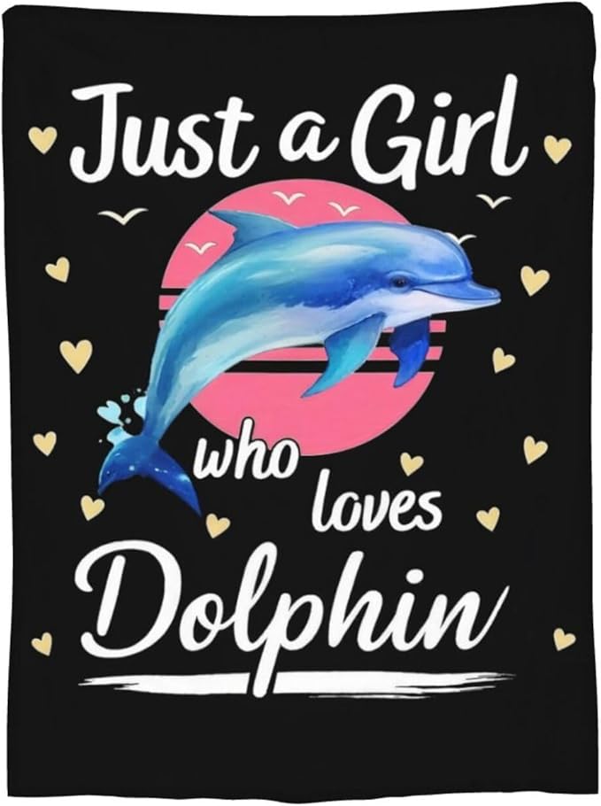 Dolphin Blanket for Girls Ocean Throw Blanket Sea Animal Soft Cozy Fleece Fuzzy Stuffed Plush Flannel Gifts for Women Kids Adults 60"X80"