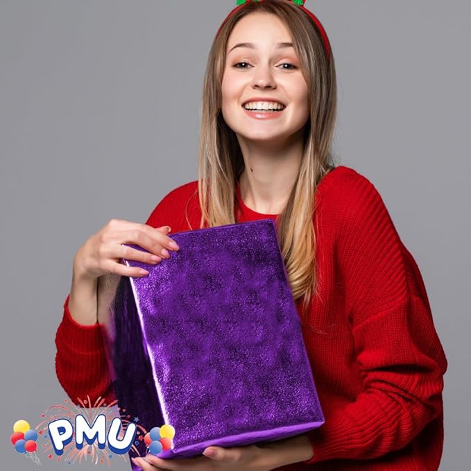 PMU Gift Wrap Mylar Roll Metallic Purple 2-sided, 48 Inches X 50 Ft Roll 1.4 Mil Highly Reflective Mylar Film, Great for Gifts, Birthdays, Christmas, Baskets, Arts & Crafts