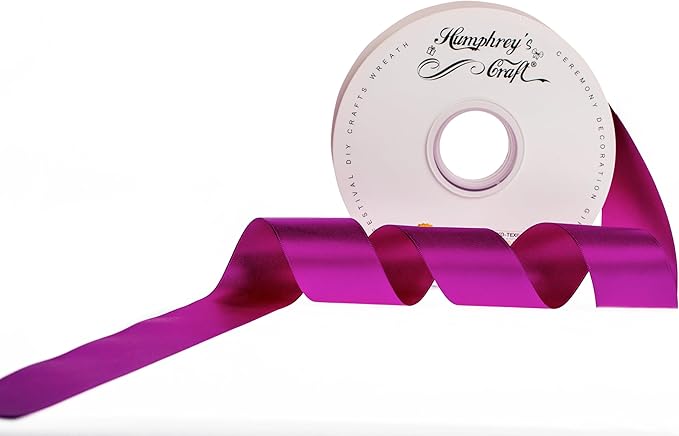 Humphrey's Craft 1-1/2 Inch Double Faced Satin Ribbon - 50 Yards, Violet Purple Thick Satin Ribbon for Crafts, Gift Wrapping, Decoration Christmas Tree, Bridal Bouquet,Wedding,DIY Bows,Sewing Hat.
