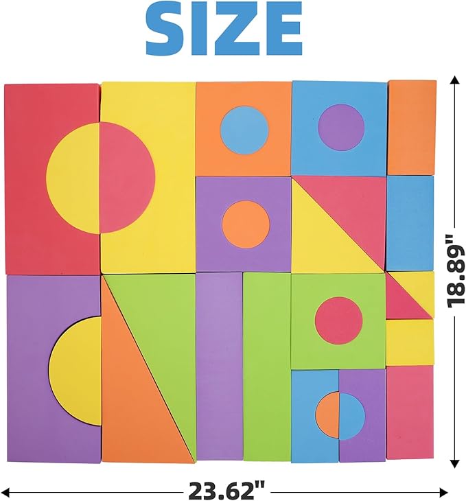 Large Building Foam Blocks for Toddlers, EVA Stacking Foam Building Blocks Toy Set, Non-Toxic, Washable, Early Learning Construction Toys & Gifts for Kids Boys & Girls (Blue, Pieces, 60)