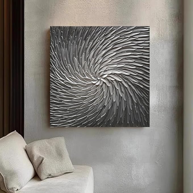 YaSheng Art - 30x30 Inch Large Abstract Art Oil Paintings on Canvas Silver Gray Gradient color Abstract Artwork Modern Home Decor Canvas Wall Art Ready to Hang for Living Room Bedroom