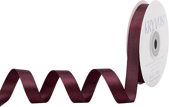 Burgundy Satin Ribbon, Double Faced 1/2 Inch X 25 Yards Burgundy Ribbon, Premium Satin Ribbon for Gift Wrapping, Crafts, Hair Bow Making, Sewing, Flower Bouquet, Wedding Party Decor