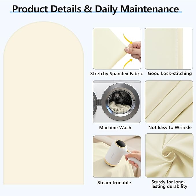 HEMMOTOP Beige Arch Backdrop Cover (No Arch Stand), 6 ft Spandex Arch Covers Stretchy Backdrop for Balloon Arches, Wedding, Birthday Party, Baby Shower, Banquet Arch Decoratio