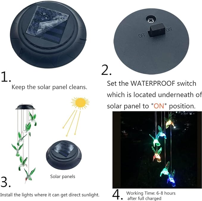 Hummingbird Solar Chimes,Unique Birthday Gifts for Women/Mom/Grandma,Best Idears Grardening