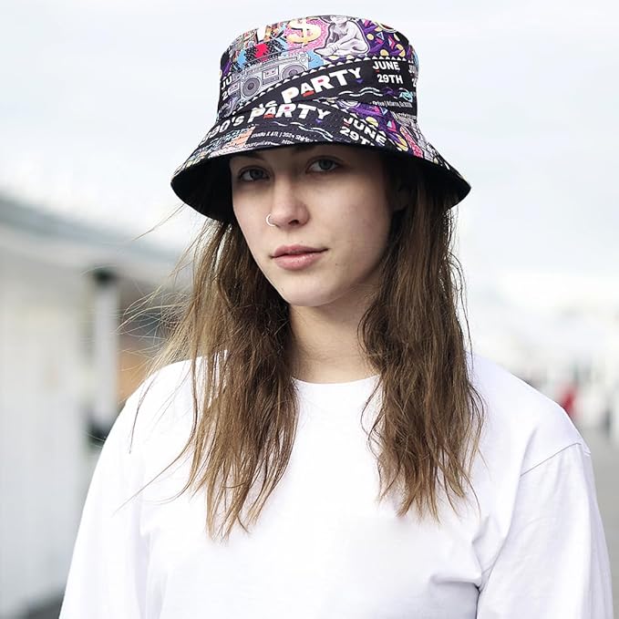 Malaxlx Bucket Hat Beach Sun Hat Fishing Hat for Women Men, Outdoor Travel Reversible Double Side Wear Fisherman Hat