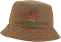 Womens Bucket Hats Rose Flower 2 Embroidered Cotton Bucket Hat Unisex Outdoor Fisherman Hat for Men