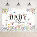 Boho Wildflower Baby Shower Backdrop Baby in Bloom Background Butterfly Flower A Little Wildflower is on The Way Decorations Girls Floral Baby Shower Banner with Copper Grommets