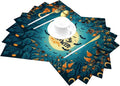 PVC Placemats Set of 4 Wipeable Table Mats Washable Heat Resistant Non Slip Vinyl Dining Table Mat for Kitchen Indoor Outdoor Patio Farmhouse Place Mats Halloween Bat Maple Decorative