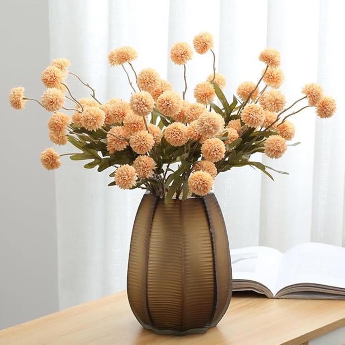 Artificial Flowers for Vases 20.5 Inch 10 Stems，Silk Dried Fake Mums Bouquet Indoor Faux Floral Arrangements for Decoration (Yellow)