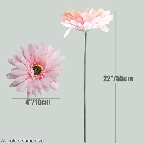 12pcs Artificial Gerbera Daisies,22 Inch Long Stem Silk Daisy Flowers,Realistic Artificial Flower Mums for Home Décor Centerpiece Wreath Supplies Wedding Bouquet,Light Pink