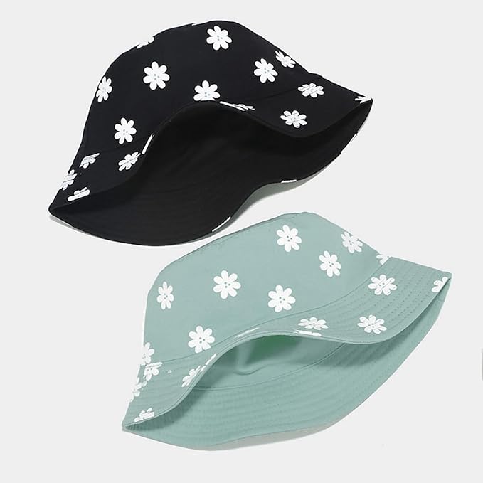 Bucket Hat for Women Men, Cotton Reversible Double Side Wear Sun Hats Beach Fisherman Hat