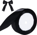 Black Ribbon for Gift Wrapping, 1 inch Polyester Satin Hair Ribbons for Flower Bouquet, Weeding Decoration, Baby Shower, Crafts Bows Fabric Christmas Ribbon 25 Yards